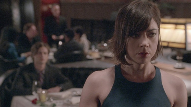 Matthew Gray Gubler and Aubrey Plaza as Dr. Spencer Reid and Cat Adams in s11e11 "Entropy"