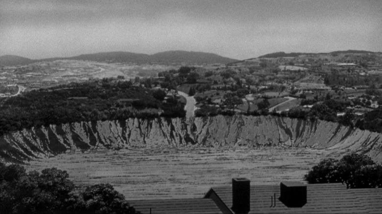 giant crater outside of town