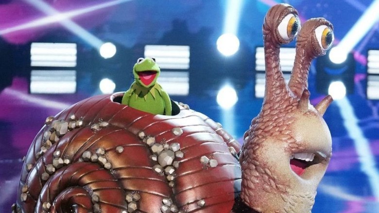 Kermit the Frog exiting snail costume