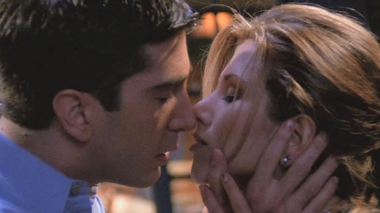 Ross and Rachel about to kiss 