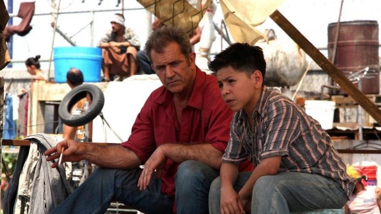 Mel Gibson and Kevin Hernandez talking