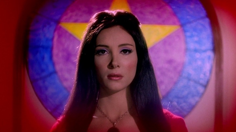 Woman dark hair pentagram