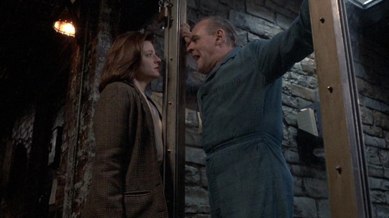 The initial meeting between FBI agent Clarice Starling (Jodie Foster) and incarcerated serial killer Hannibal Lecter (Anthony Hopkins)