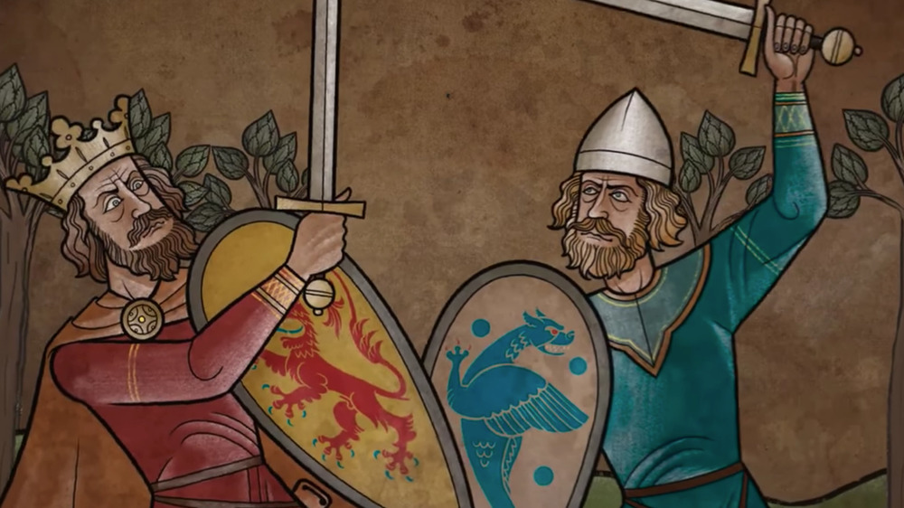 Two knights fighting