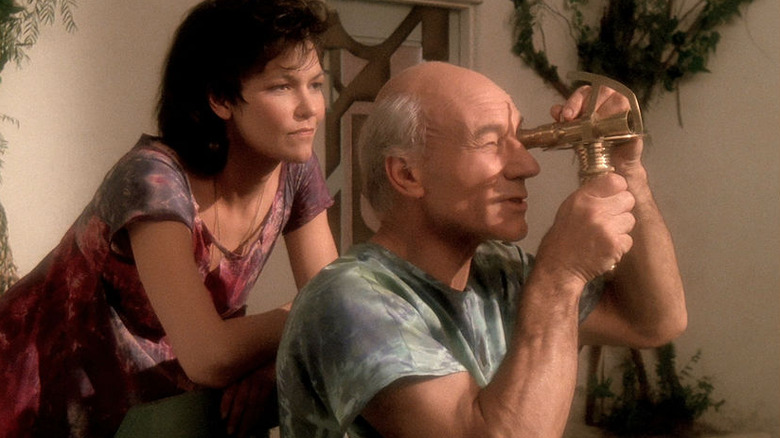 Eline and Picard in "The Inner Light"