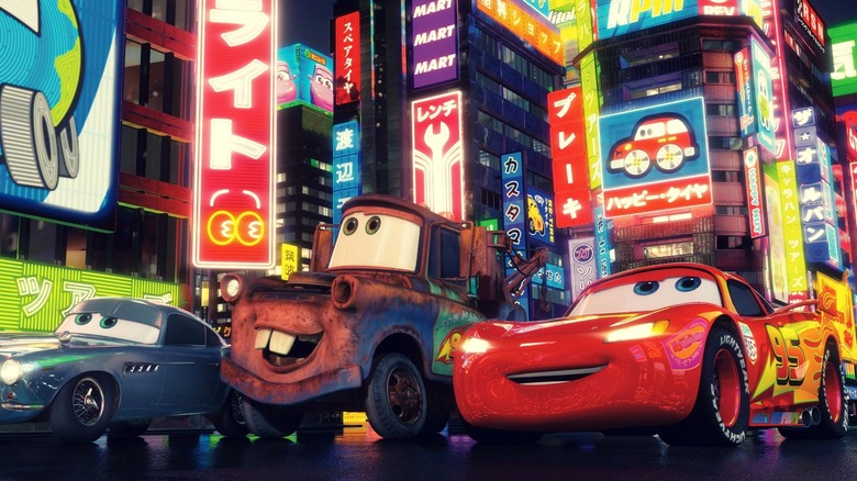 Mater and Lightning McQueen driving
