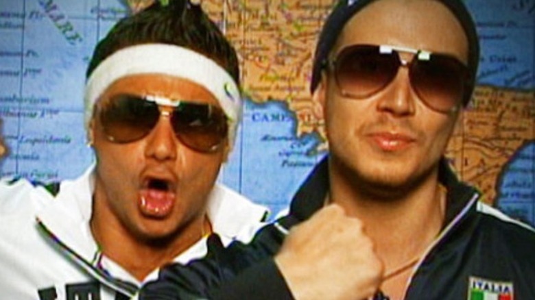 Pauly D and Vinny wearing Italian sports outfits