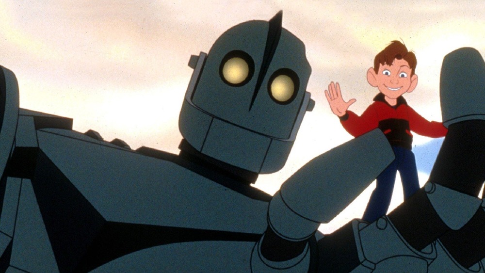 Iron Giant and Hogarth waving