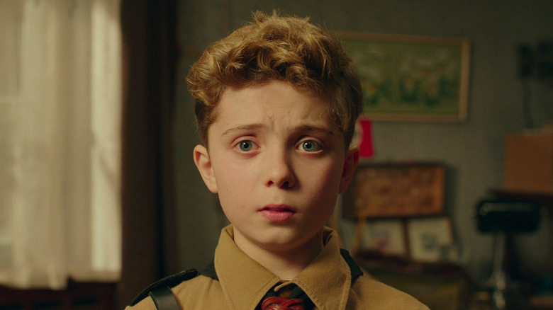 Jojo Rabbit staring ahead