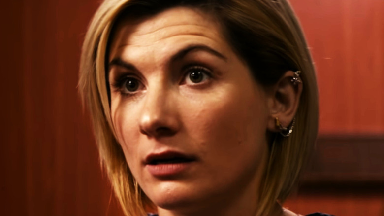 Jodie Whittaker grinning as The Doctor