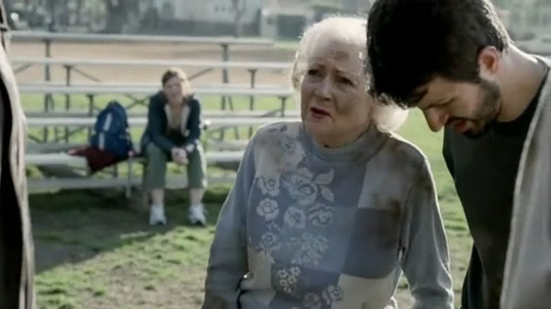 Betty White plays football