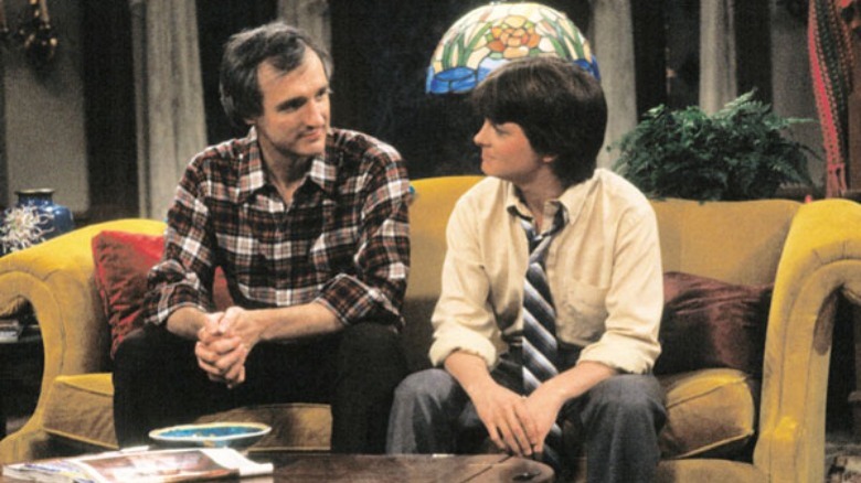 Father and son talking