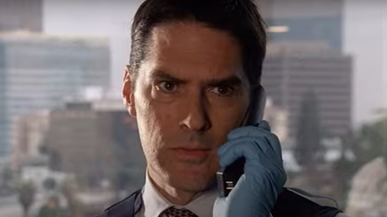 Aaron Hotchner talking on the phone 