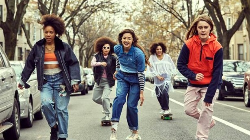 Girls skateboarding