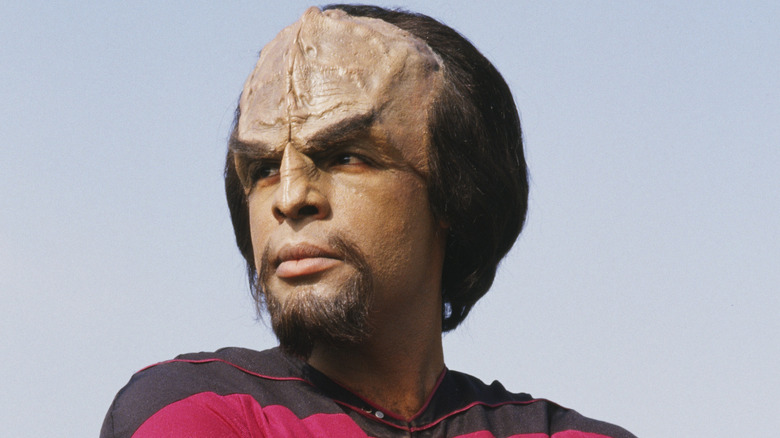 Worf looking into the distance