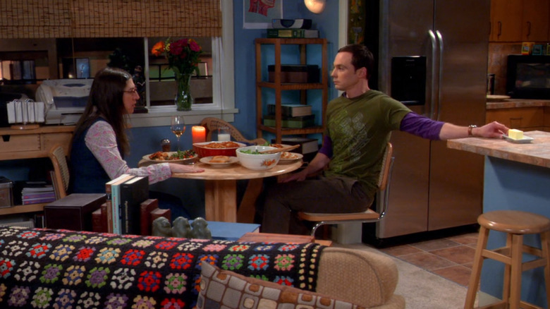 Sheldon finally grabbing the butter for a frustrated Amy