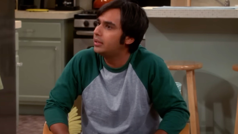 Raj sitting in kitchen