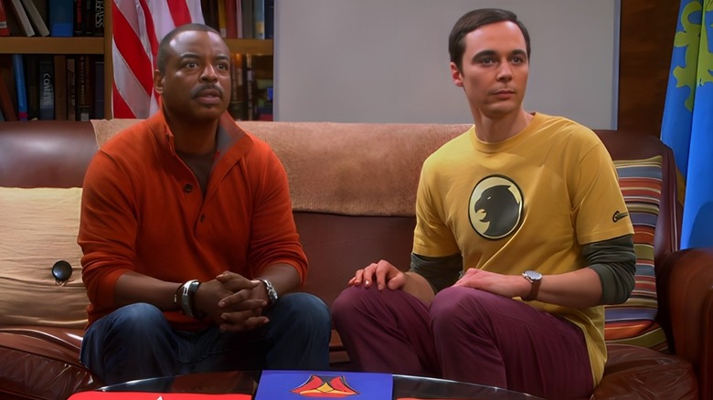 LeVar Burton and Sheldon sitting on the couch together