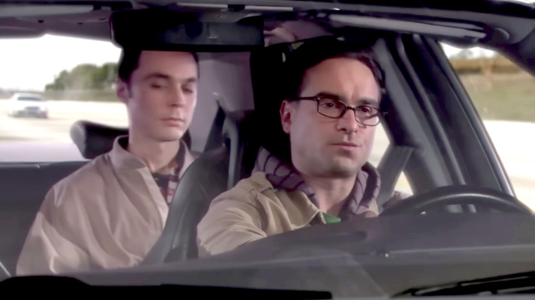 Sheldon and Leonard in the car