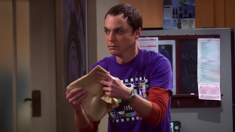 Sheldon Cooper holding napkin
