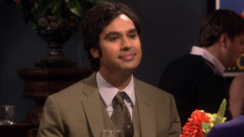 Raj Koothrappali smiling on a date on The Big Bang Theory