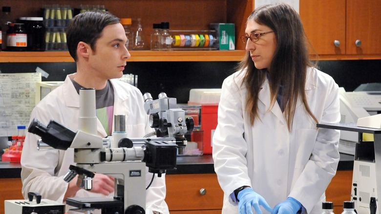 Sheldon and Amy in the lab