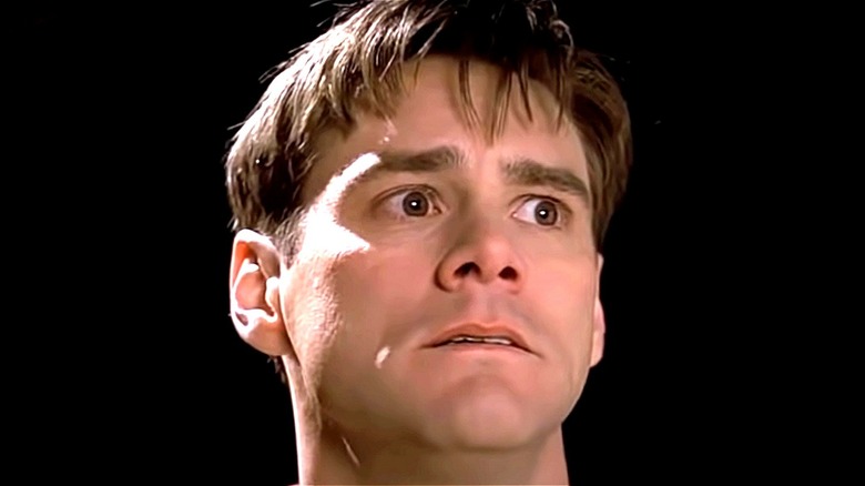 Jim Carrey looking hesitant in The Truman Show