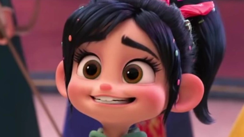 Vanellope talking to Disney princesses