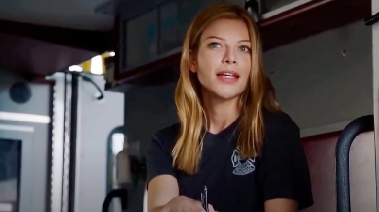 Lauren German working in an ambulance as Shay