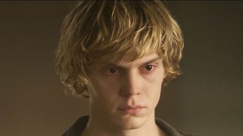 Evan Peters as Tate in AHS frowning