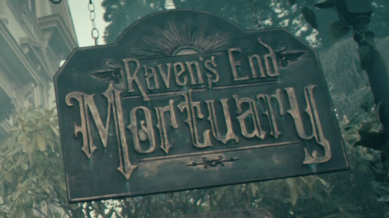 Raven's End Mortuary sign