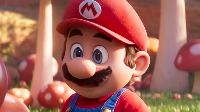 Mario surrounded by mushrooms