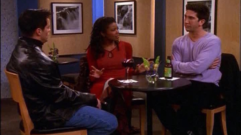 Gabrielle Union as Kristen, Matt LeBlanc as Joey Tribbiani and David Schwimmer as Ross Geller in Friends