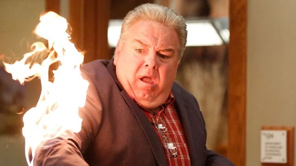 Jerry on fire in Parks and Recreation