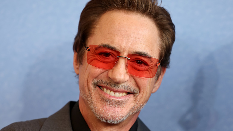 Robert Downey Jr. wearing red sunglasses