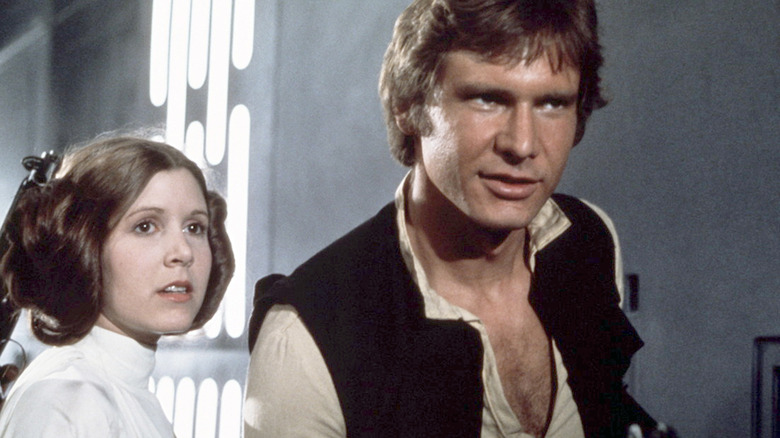 Leia and Han in a Death Star hallway