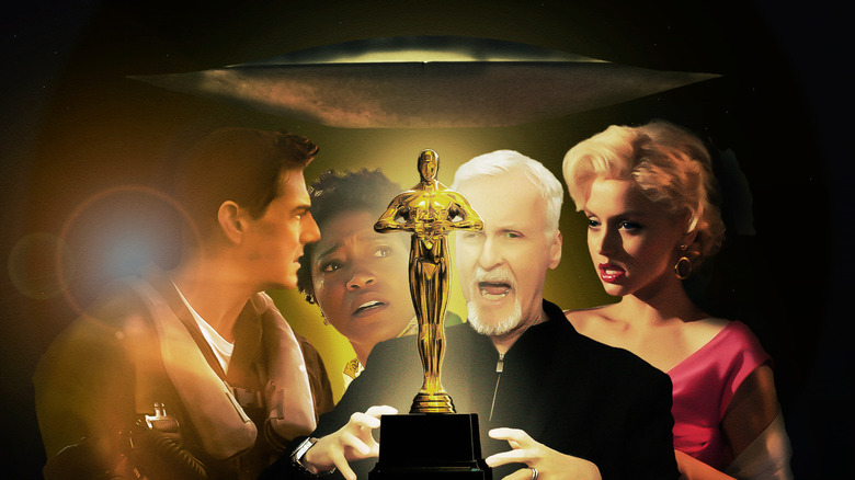 James Cameron and others yelling at an Oscar