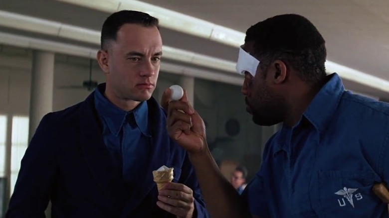 Tom Hanks looking at ping pong ball