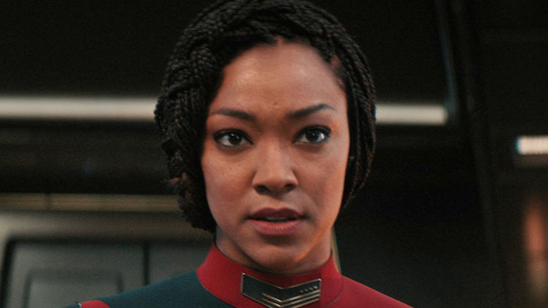 Captain Michael Burnham looking serious on Discovery