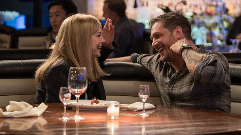 Michelle Williams as Anne Weying and Tom Hardy as Eddie Brock in Venom