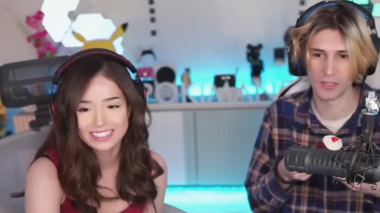Pokimane and xQc talking to fans on Twitch