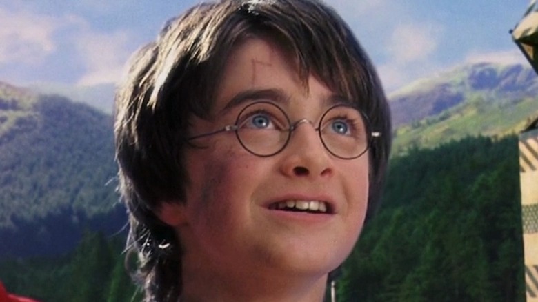 Harry Potter smiling in a Quidditch match