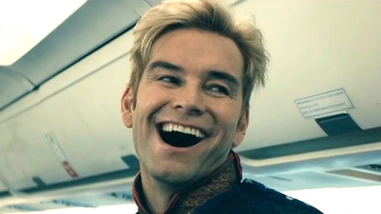 Antony Starr as Homelander laughing in plane 