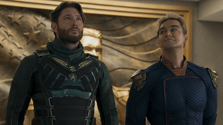 Homelander looking at Soldier Boy in The Boys Season 5