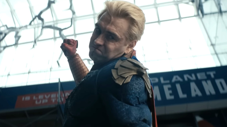 Homelander throwing a punch in The Boys