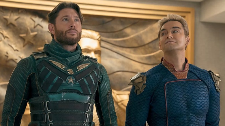 Homelander looking at Soldier Boy in The Boys Season 5