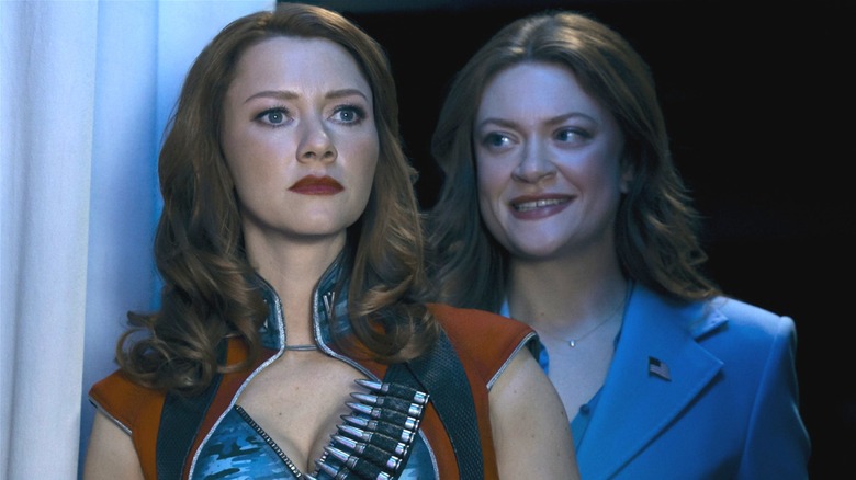 Ashley Barrett smiling behind Firecracker on The Boys