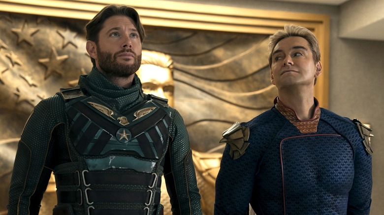 Homelander looking at Soldier Boy in The Boys Season 5