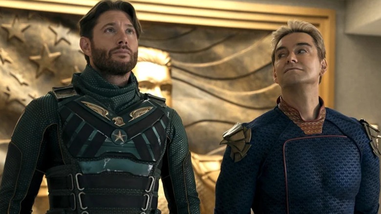 Homelander looking at Soldier Boy in "The Boys" (2019-2026)