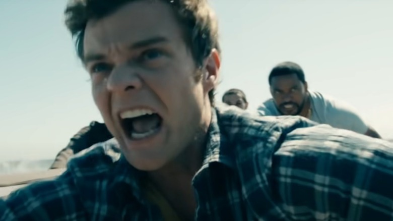 Hughie yelling on boat